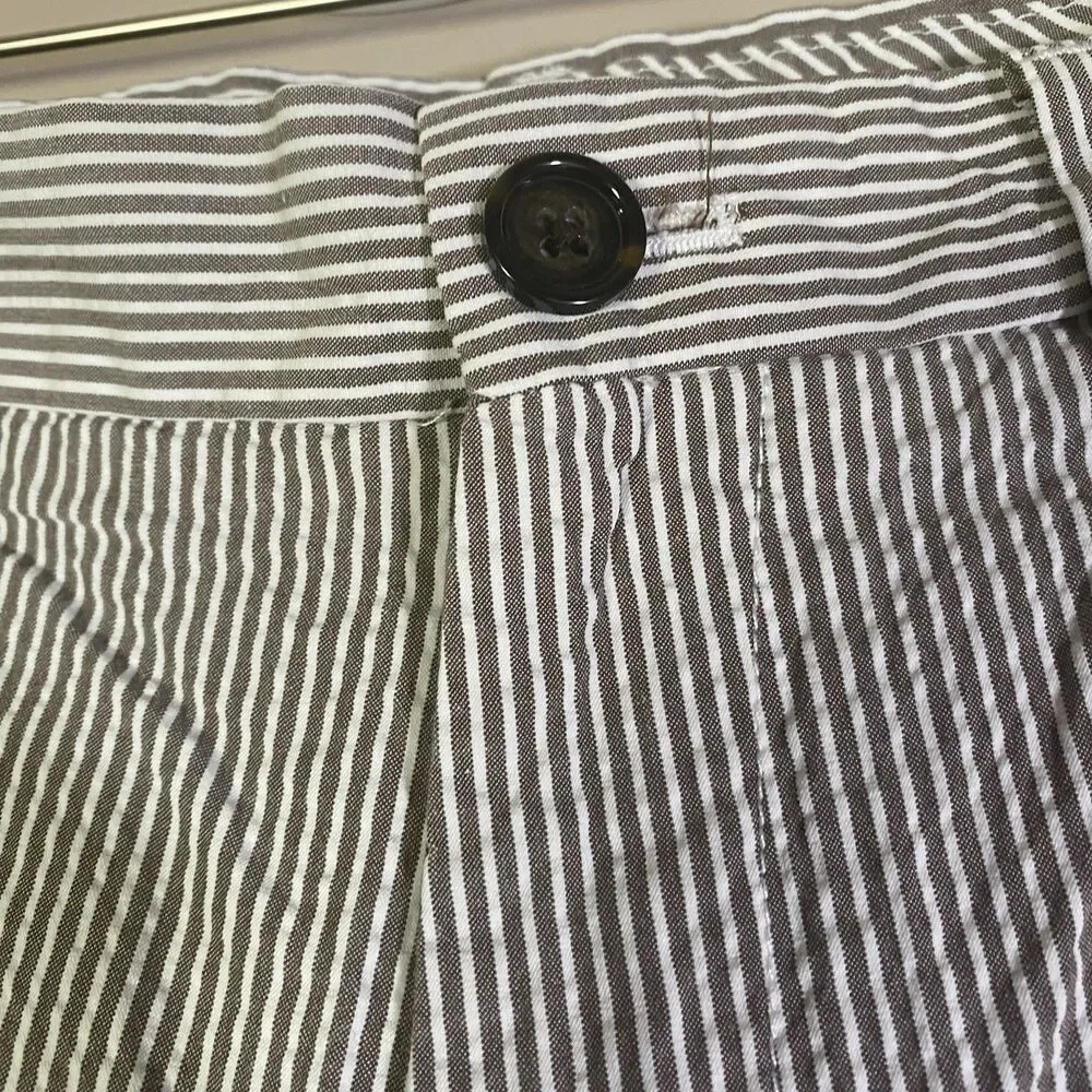 Banana Republic Aiden Seersucker Shorts Men's 32 Taupe Stretch Preppy Casual